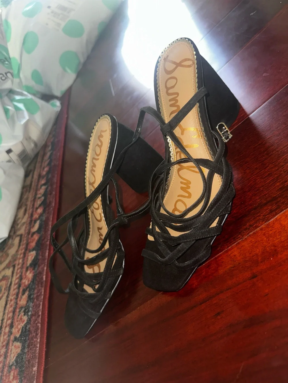 Sam Edelman Black Lace-Up Strappy Heels